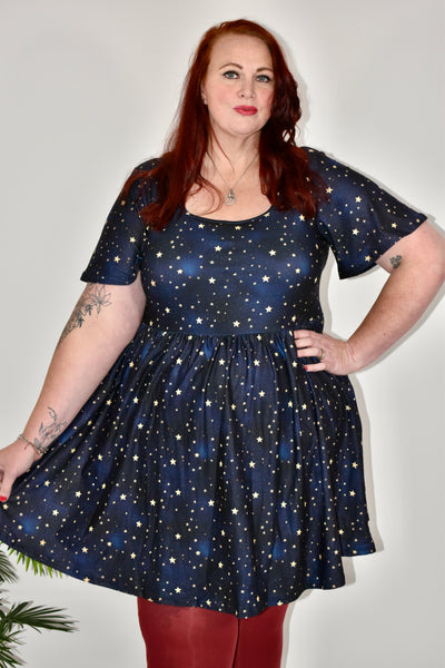 Scattered Skies Angel Sleeve Skater Dress