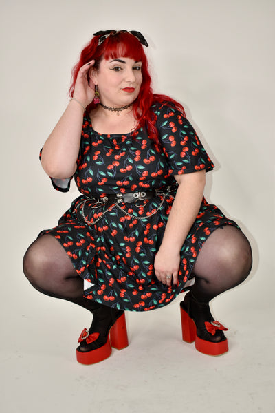 Cherry Baby Angel Sleeve Skater Dress