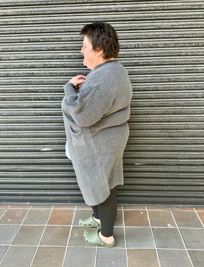 Charcoal Chunky Knit Cocoon Cardigan