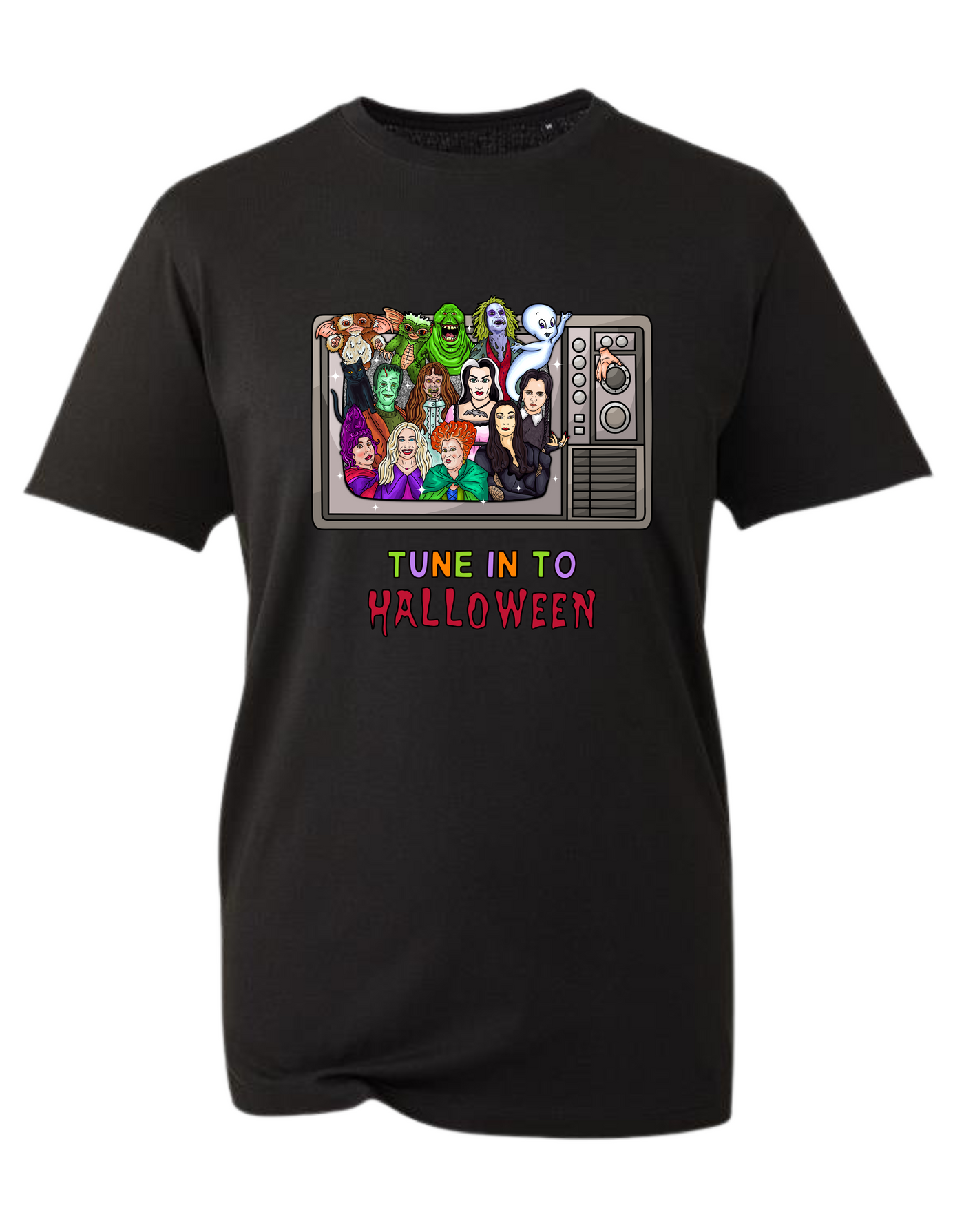 Black "Tune Into Halloween" Unisex Organic T-Shirt