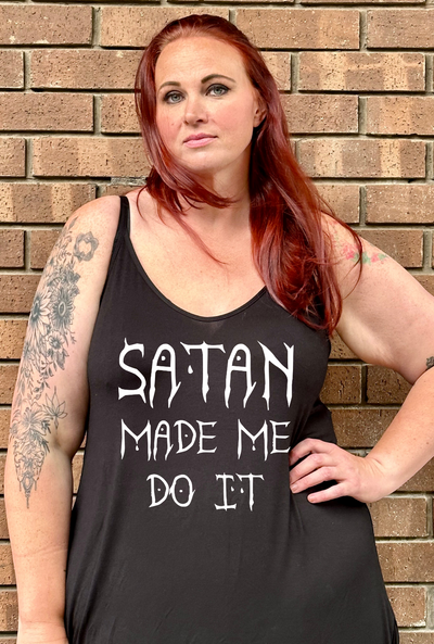 Black "Satan Made Me" Printed Maxi Camisole Dress