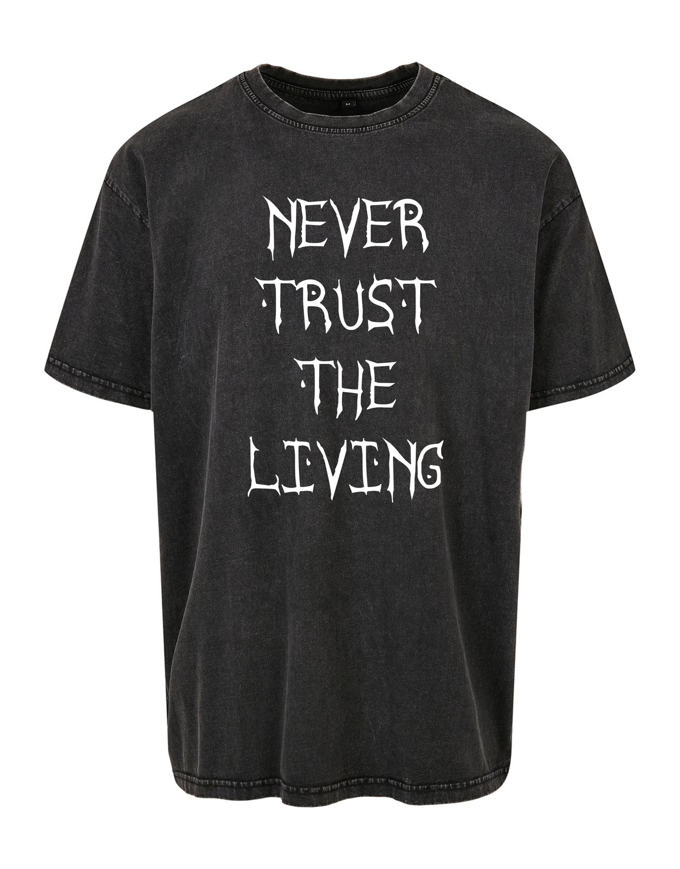 Black "Never Trust" Acid Wash T-Shirt