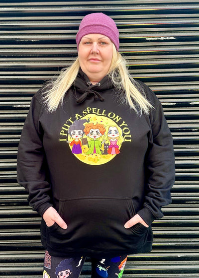 Black Salem Sisters Longline Unisex Hoodie