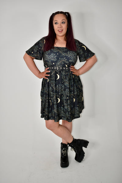 Pagan Night Angel Sleeve Skater Dress