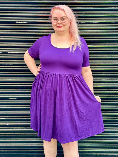 Purple 2-Way Pocket Skater Dress