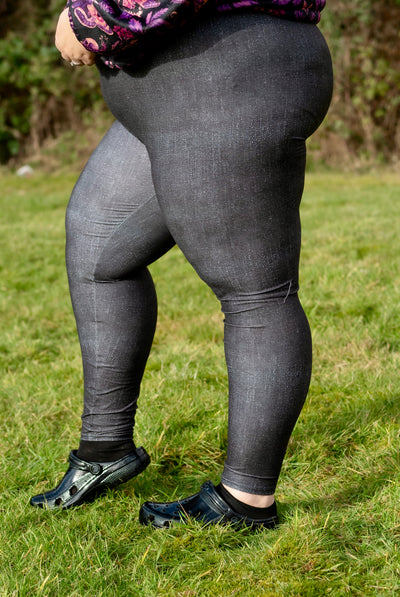 Black Washed Denim Look Super Soft Leggings