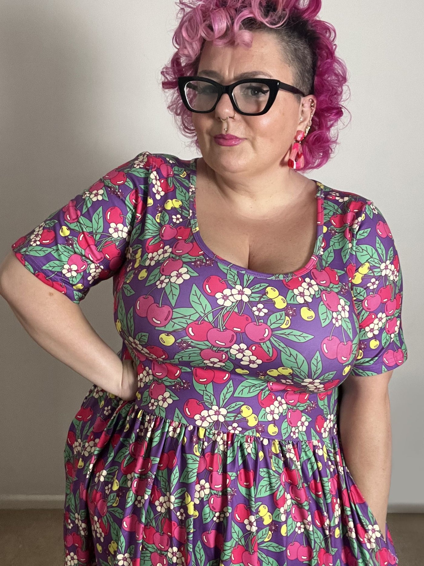 Topsy Curvy X Jelly With The Belly Cherry Pop 2-Way Pocket Skater Dress