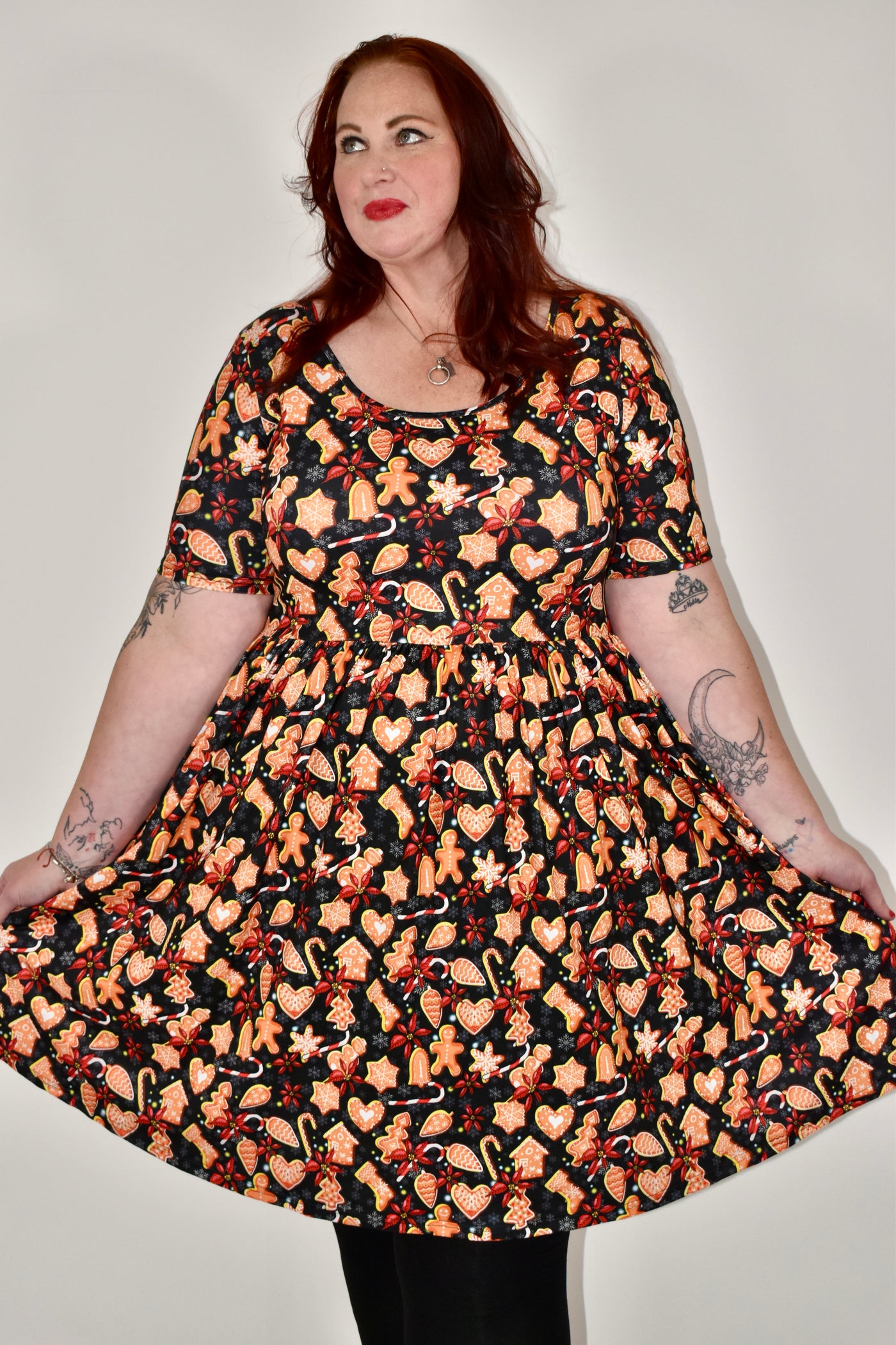 Gingerbread Treats 2-Way Pocket Skater Dress