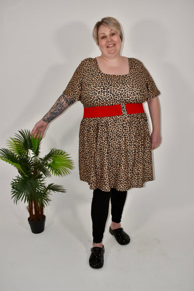 Lush Leopard Angel Sleeve Skater Dress