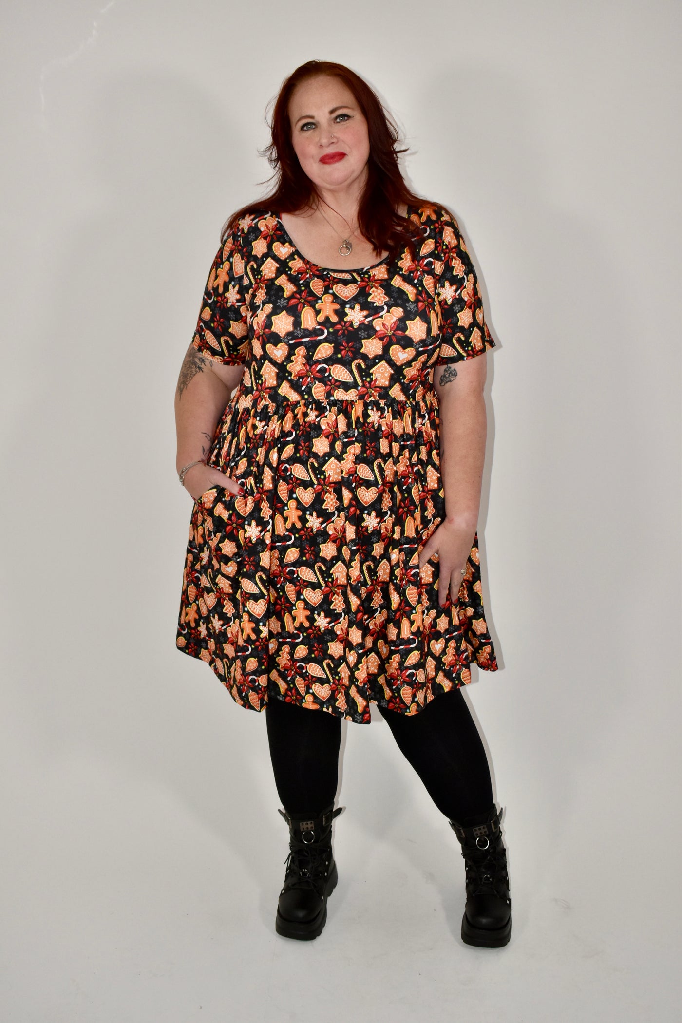 Gingerbread Treats 2-Way Pocket Skater Dress