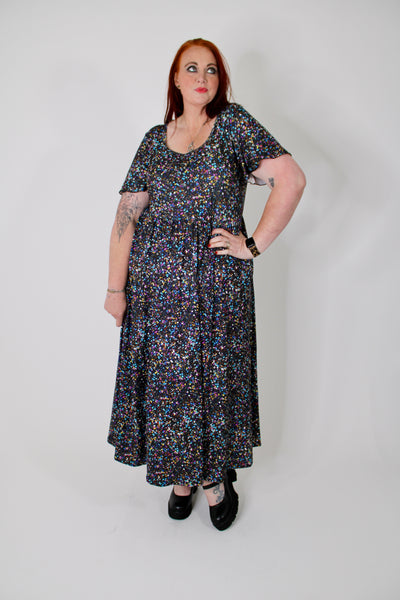 Glamorous Glitter Angel Sleeve Pocket Maxi Dress