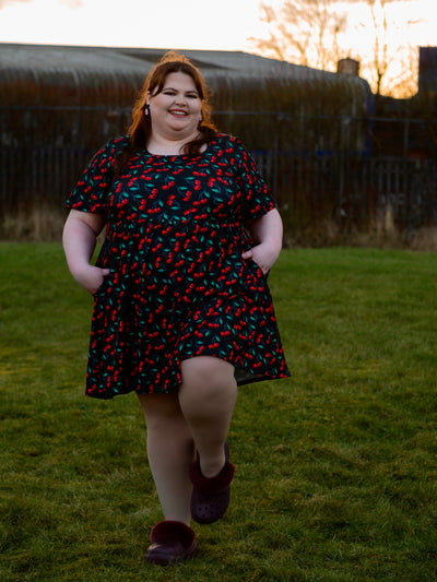 Cherry Baby Angel Sleeve Skater Dress