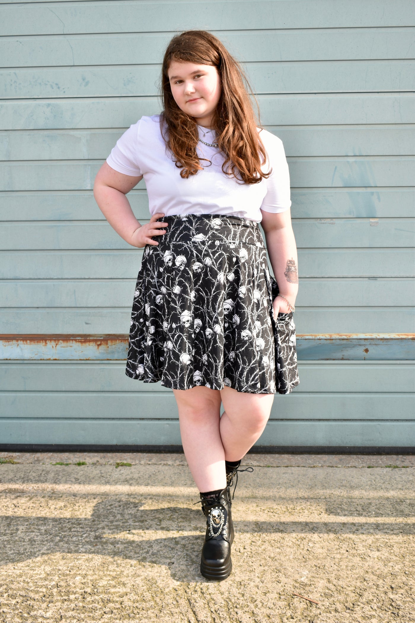 Forbidden Rose Pocket Skater Skirt