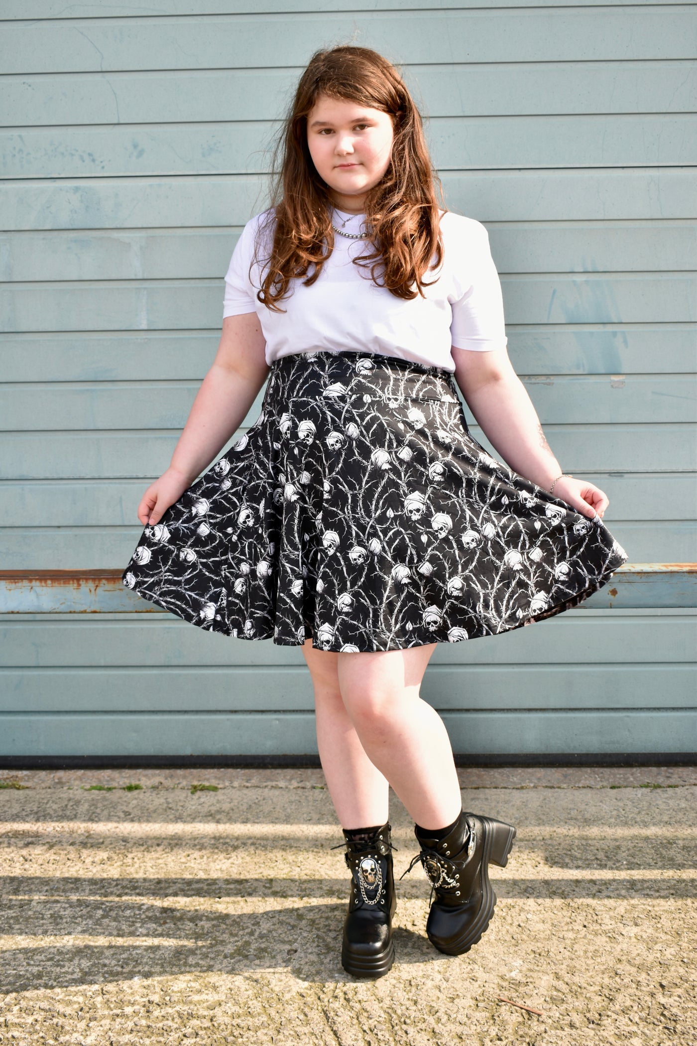 Forbidden Rose Pocket Skater Skirt