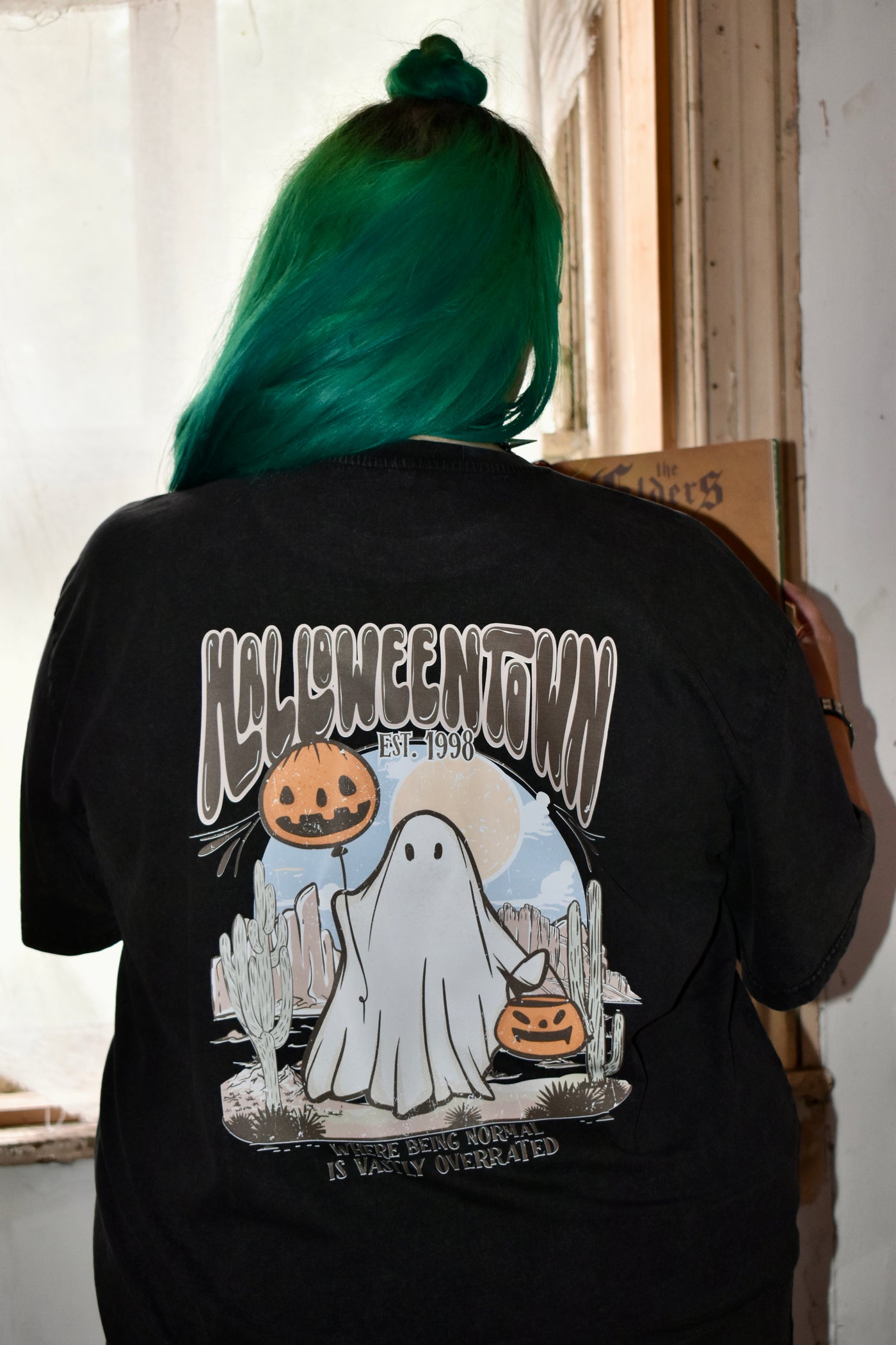 Black "Halloweentown" F&B Acid Wash T-Shirt