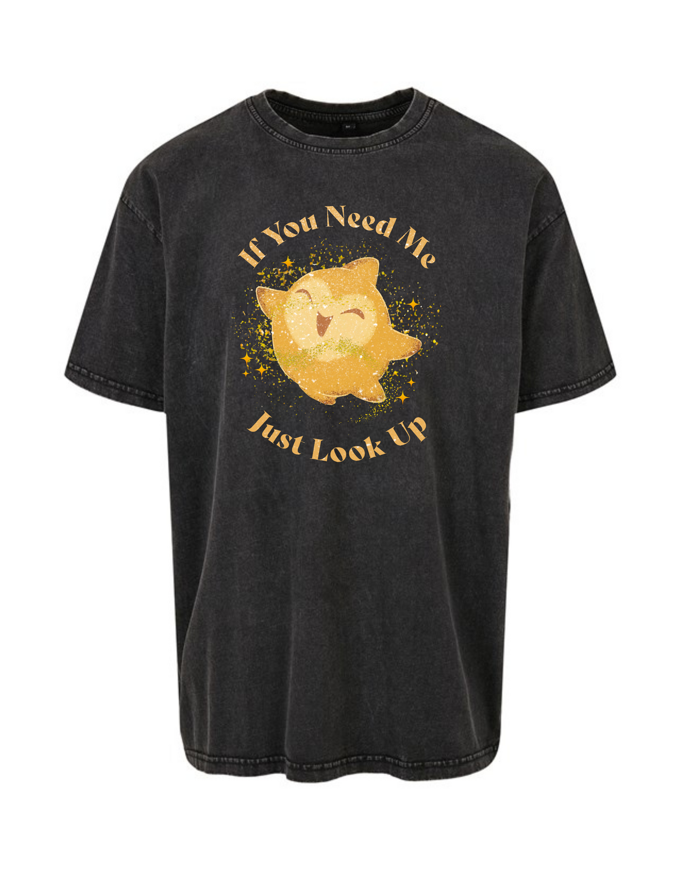 Black "Just Look Up" Unisex Acid Wash T-Shirt