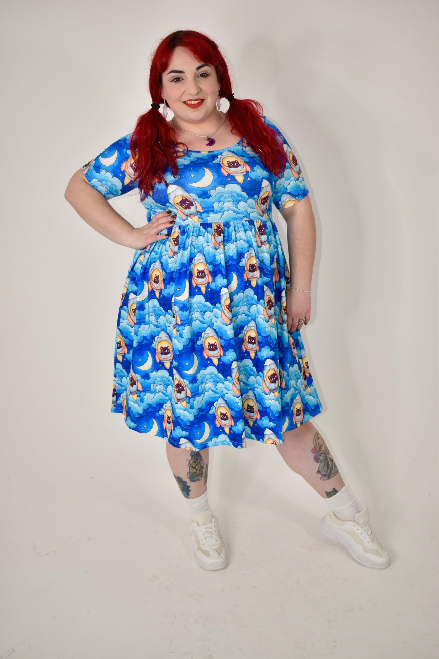Cosmic Cats 2-Way Pocket Skater Dress