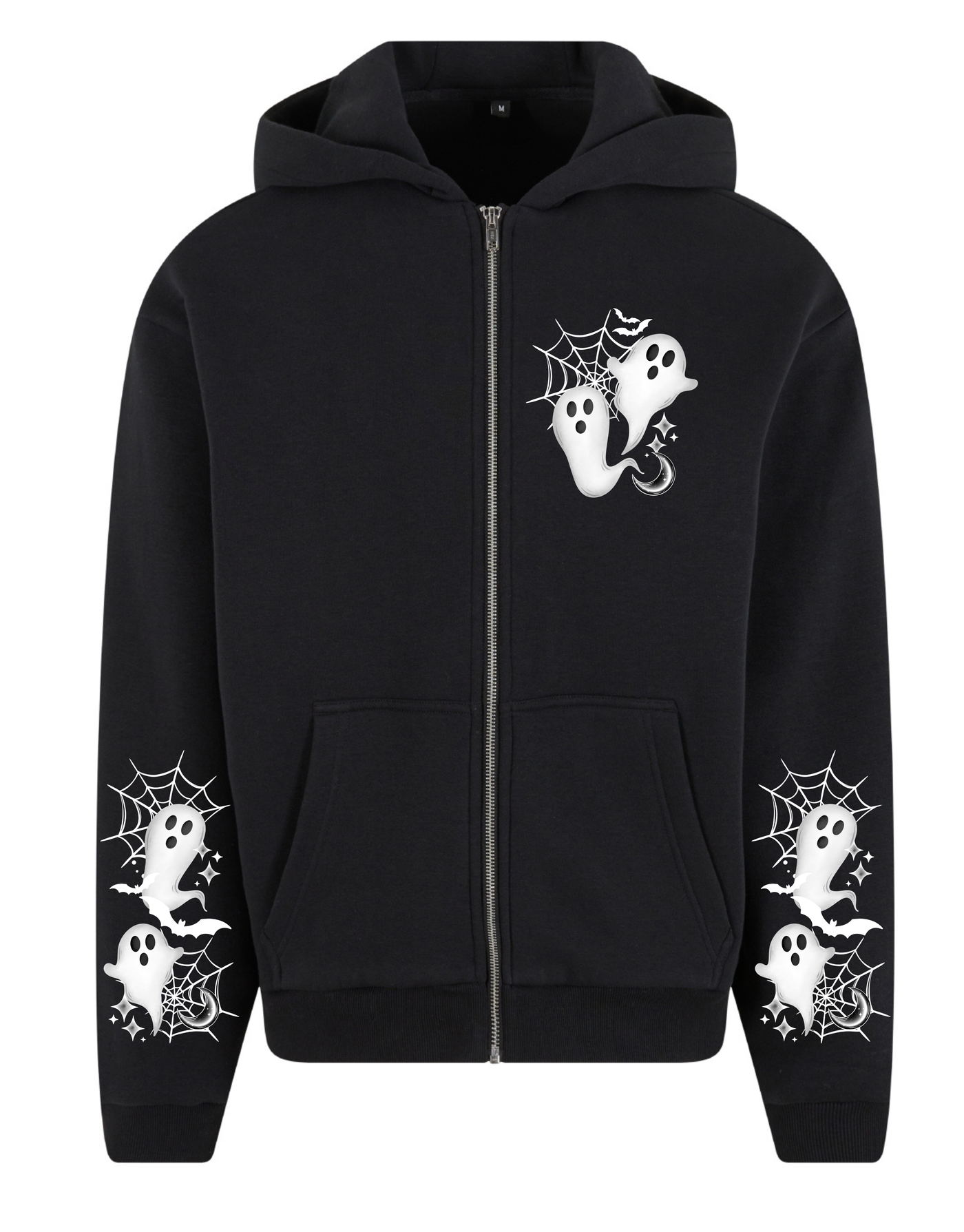 Black Ghosties Sleeve Print Unisex Premium Zoodie