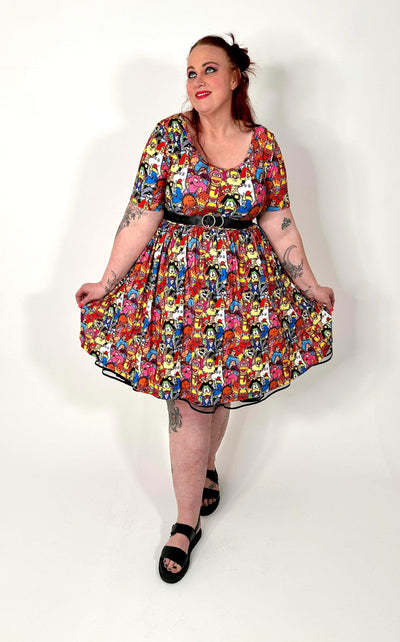 ***PRE ORDER FOR DELIVERY END OF MAY*** Tune In To The 80's 2-Way Pocket Skater Dress