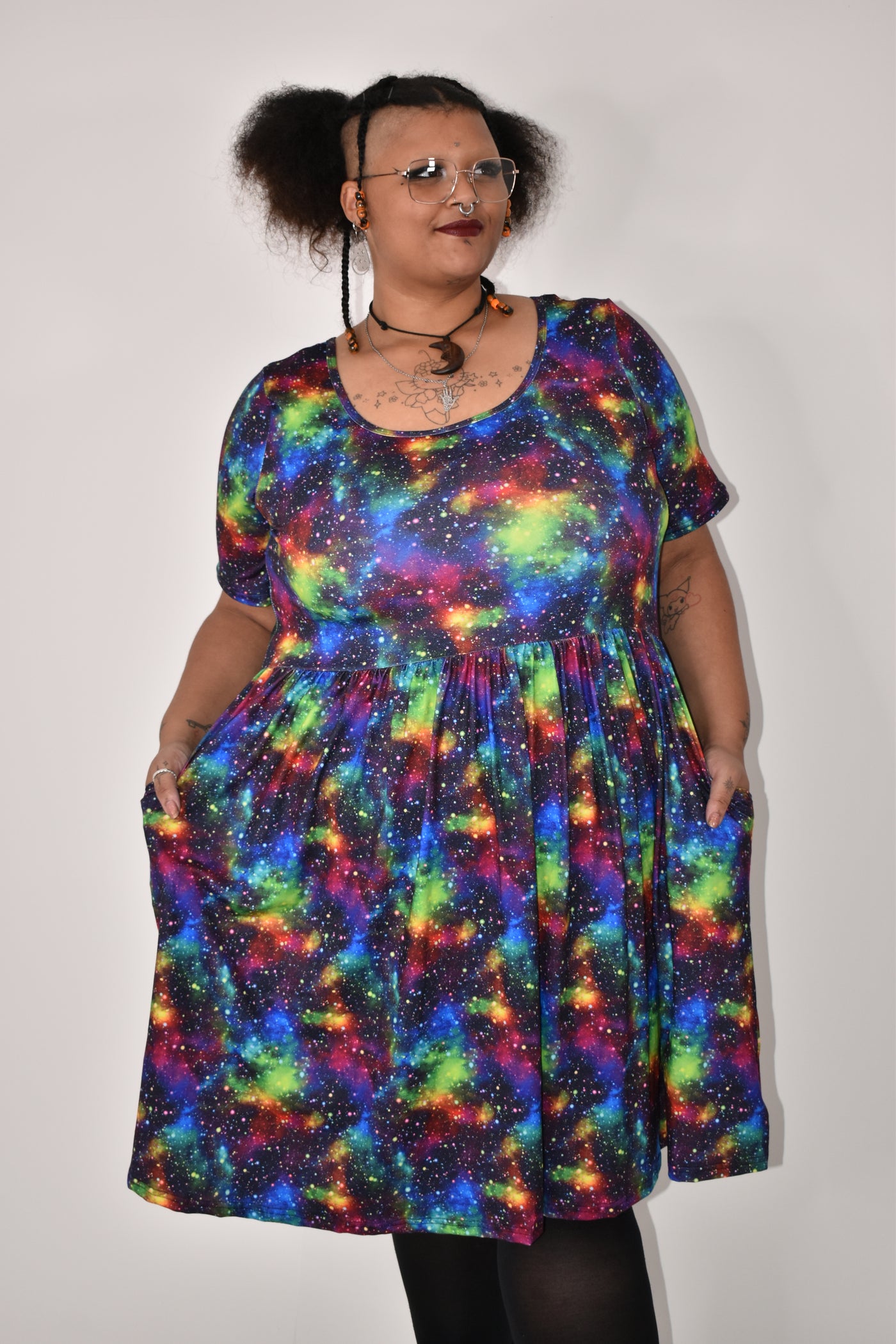 Rainbow Galaxy 2-Way Pocket Skater Dress