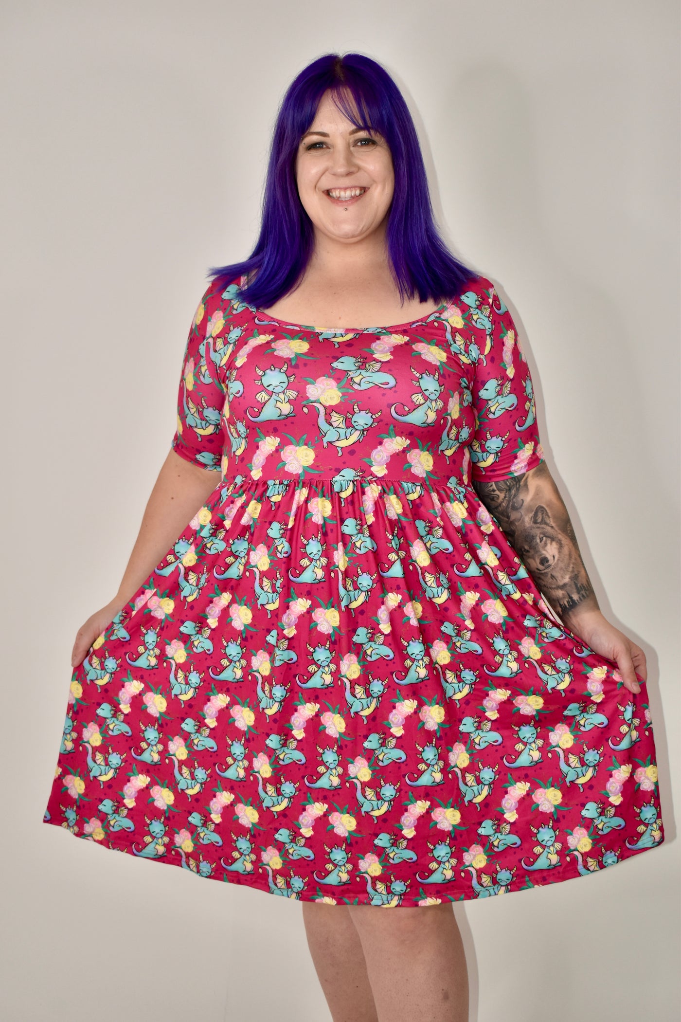 Delightful Dragons 2-Way Pocket Skater Dress