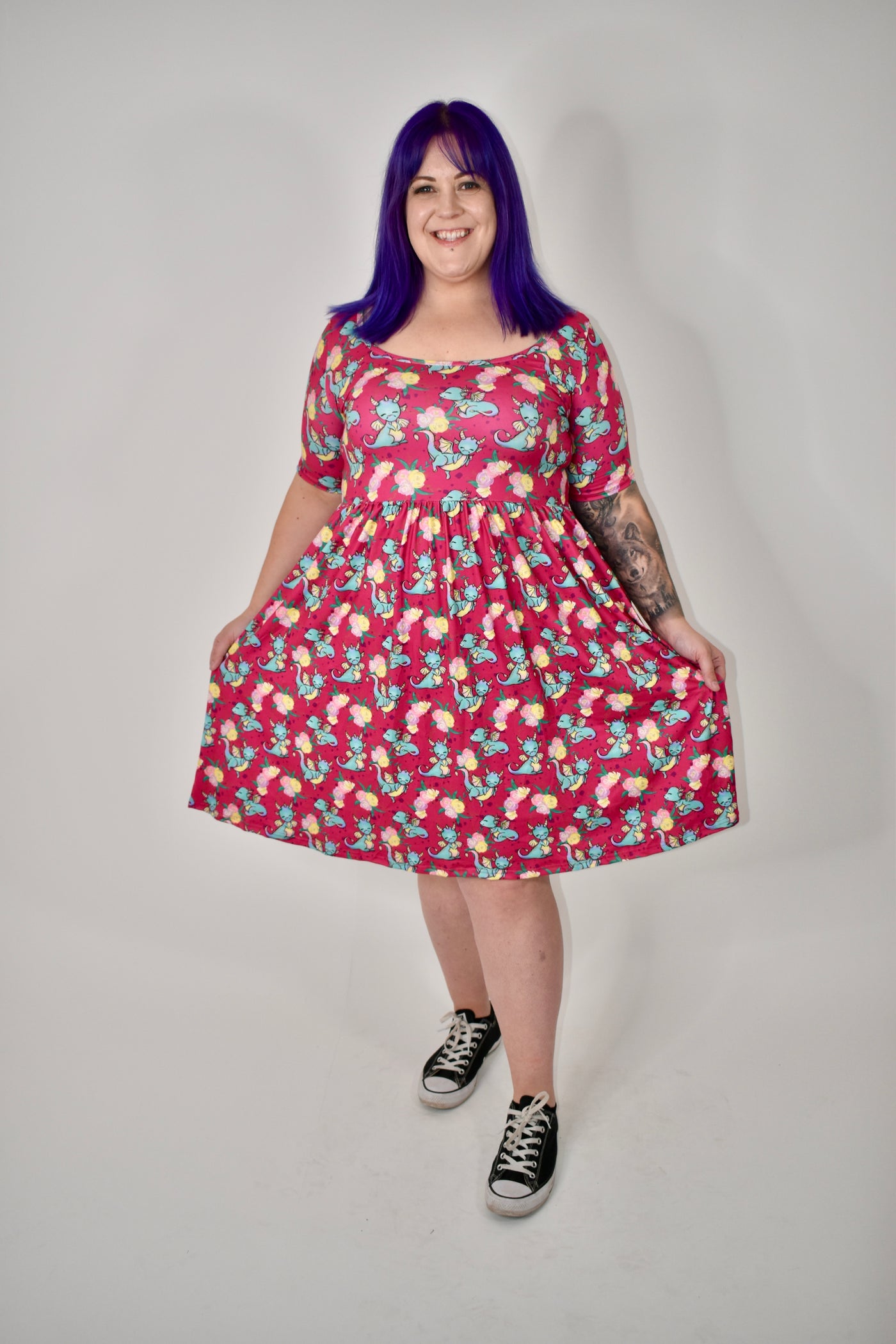 Delightful Dragons 2-Way Pocket Skater Dress