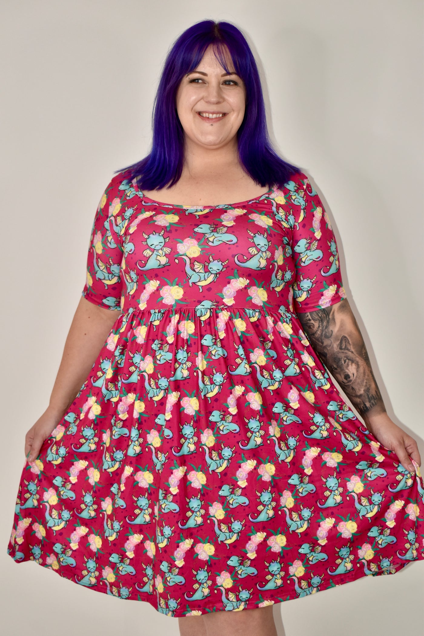 Delightful Dragons 2-Way Pocket Skater Dress