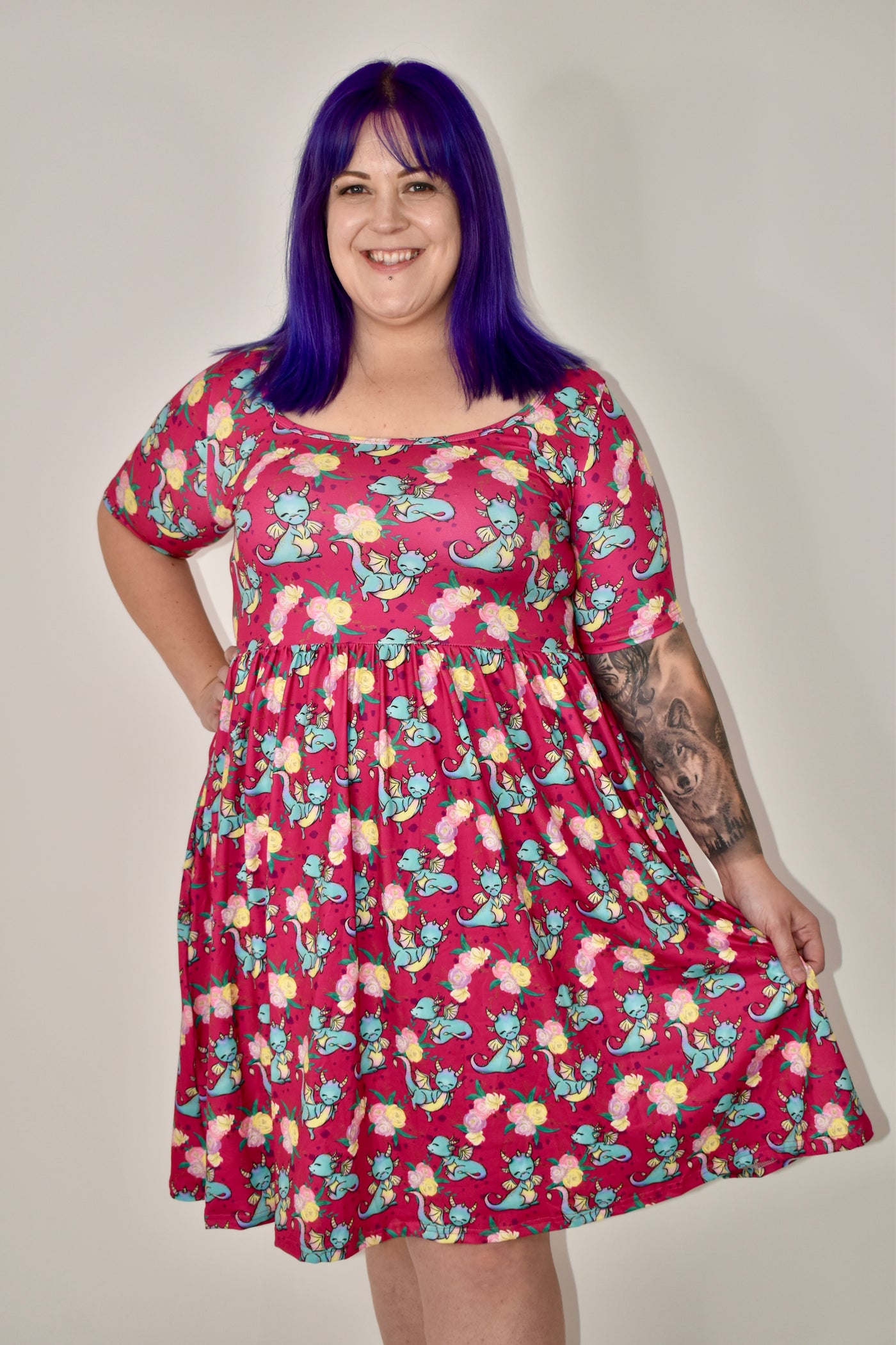 Delightful Dragons 2-Way Pocket Skater Dress