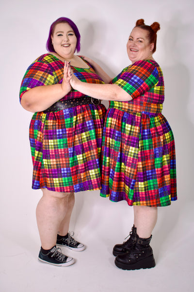 Trippy Tartan 2-Way Pocket Skater Dress