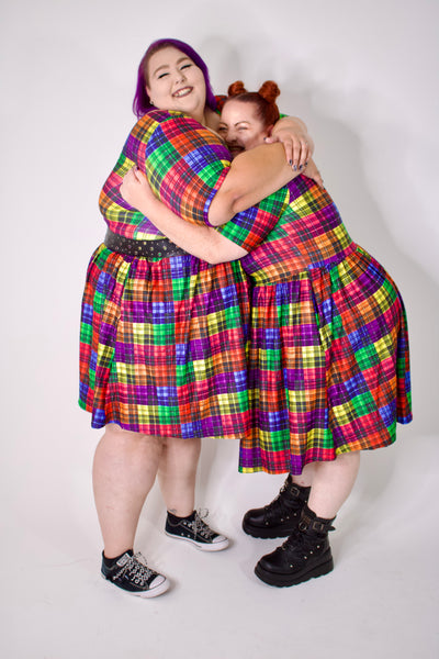 Trippy Tartan 2-Way Pocket Skater Dress