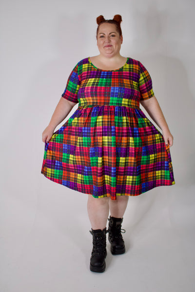 Trippy Tartan 2-Way Pocket Skater Dress