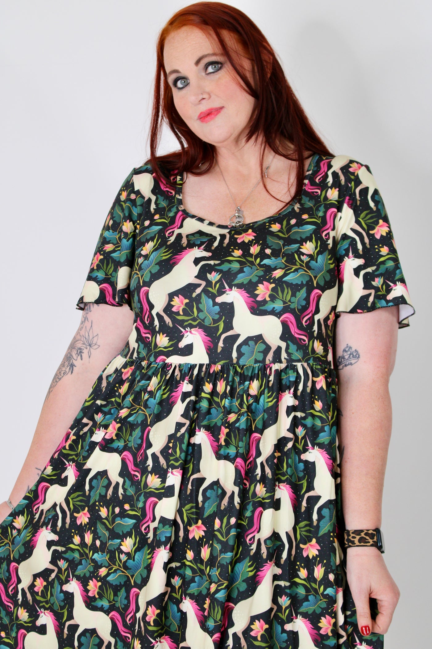 Unicorn Garden Angel Sleeve Pocket Maxi Dress