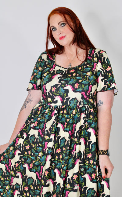 Unicorn Garden Angel Sleeve Pocket Maxi Dress