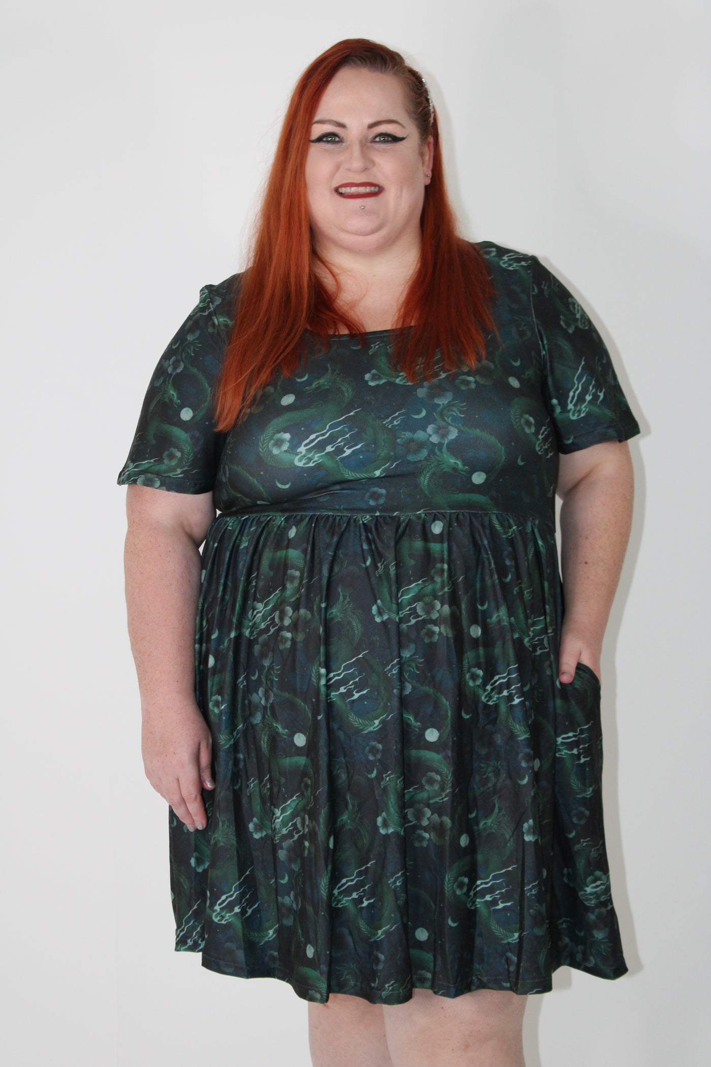 Dragons At Dusk Angel Sleeve Skater Dress