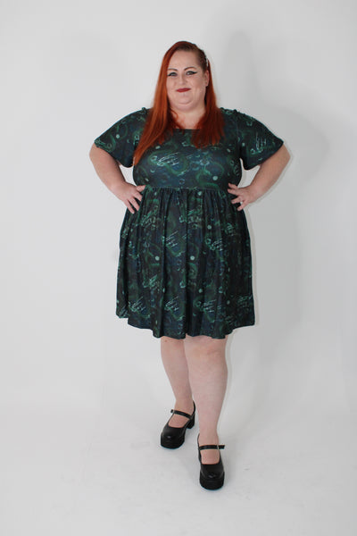 Dragons At Dusk Angel Sleeve Skater Dress