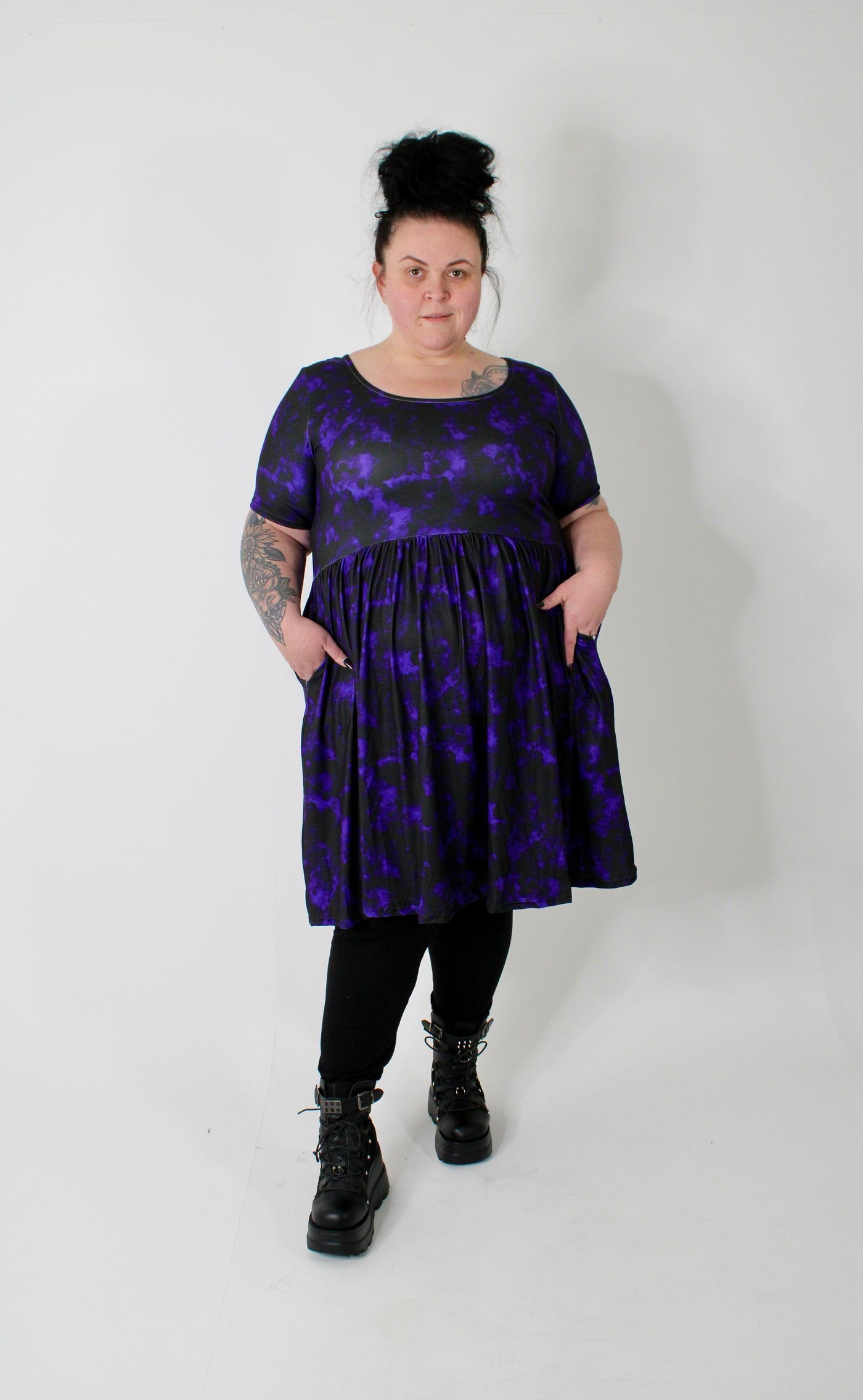 Purple Smoke 2-Way Pocket Skater Dress