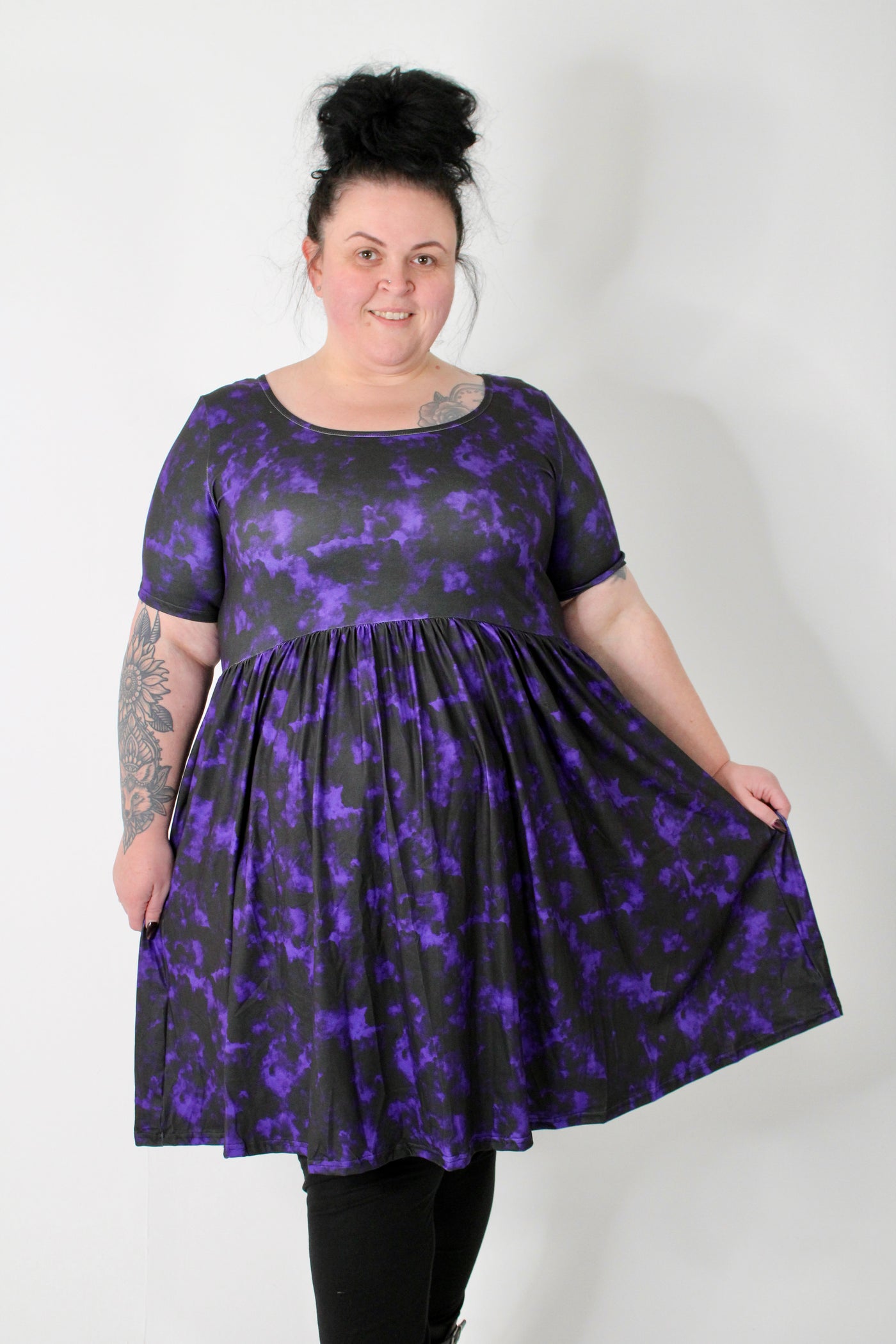 Purple Smoke 2-Way Pocket Skater Dress