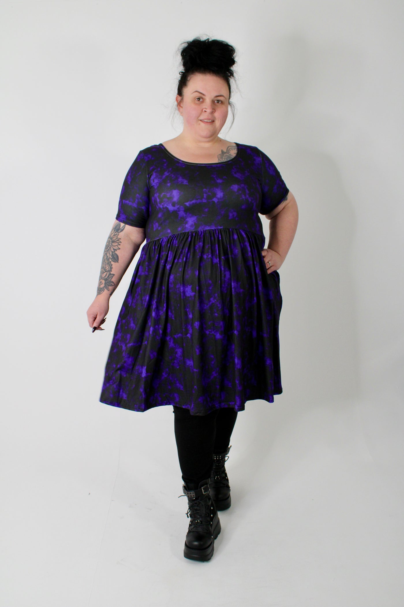 Purple Smoke 2-Way Pocket Skater Dress
