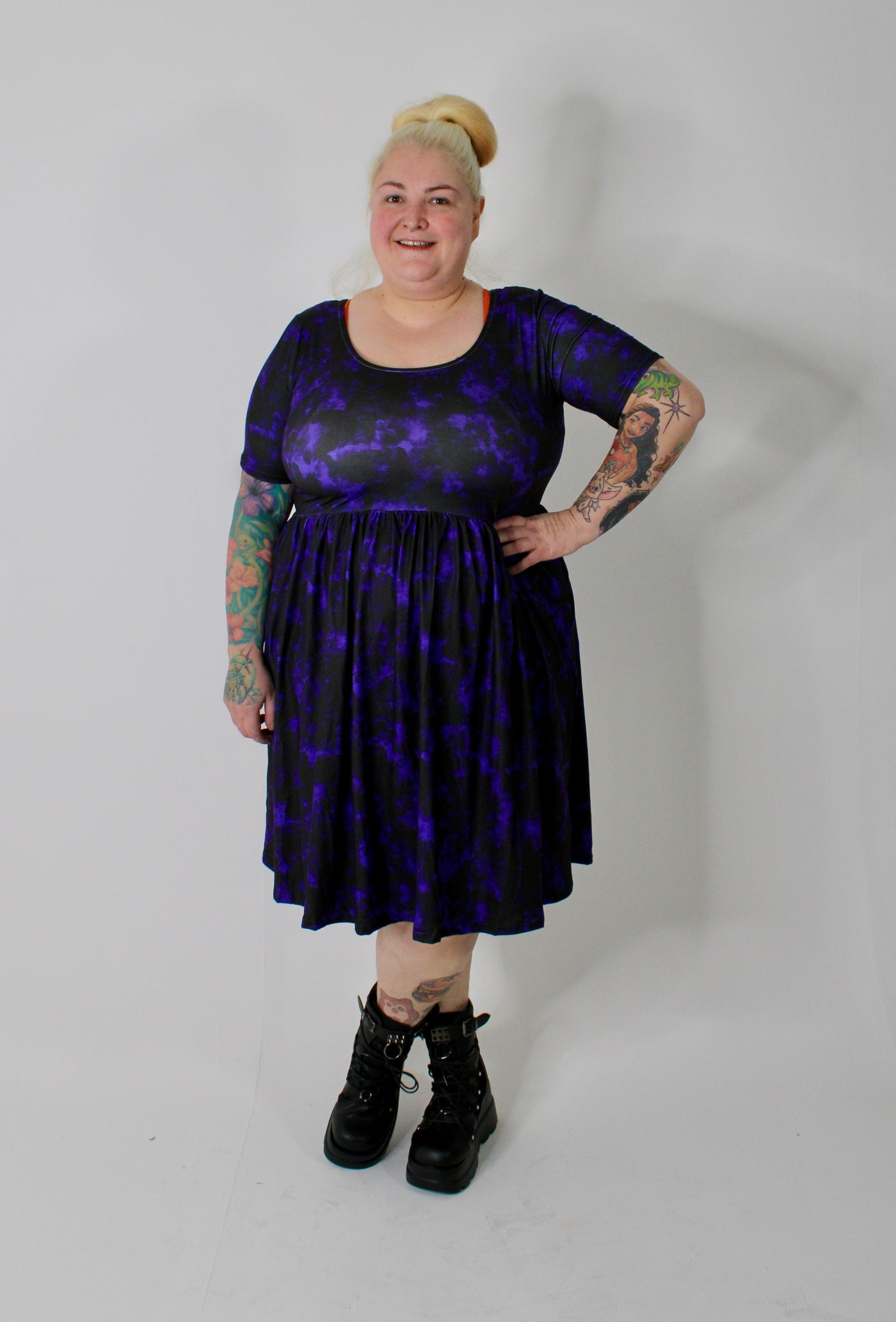 Purple Smoke 2-Way Pocket Skater Dress