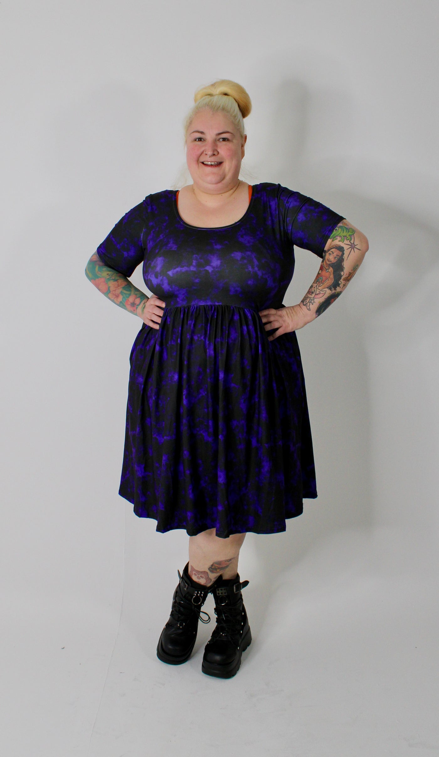 Purple Smoke 2-Way Pocket Skater Dress