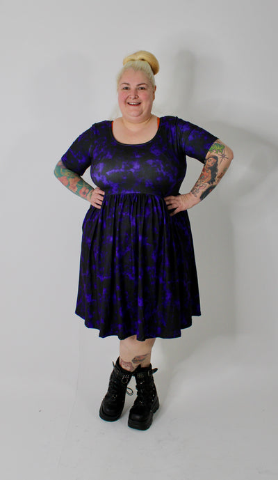 Purple Smoke 2-Way Pocket Skater Dress