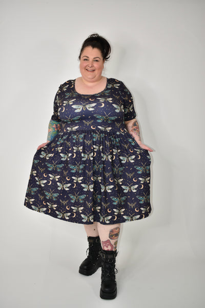 Moonlit Moths 2-Way Pocket Skater Dress