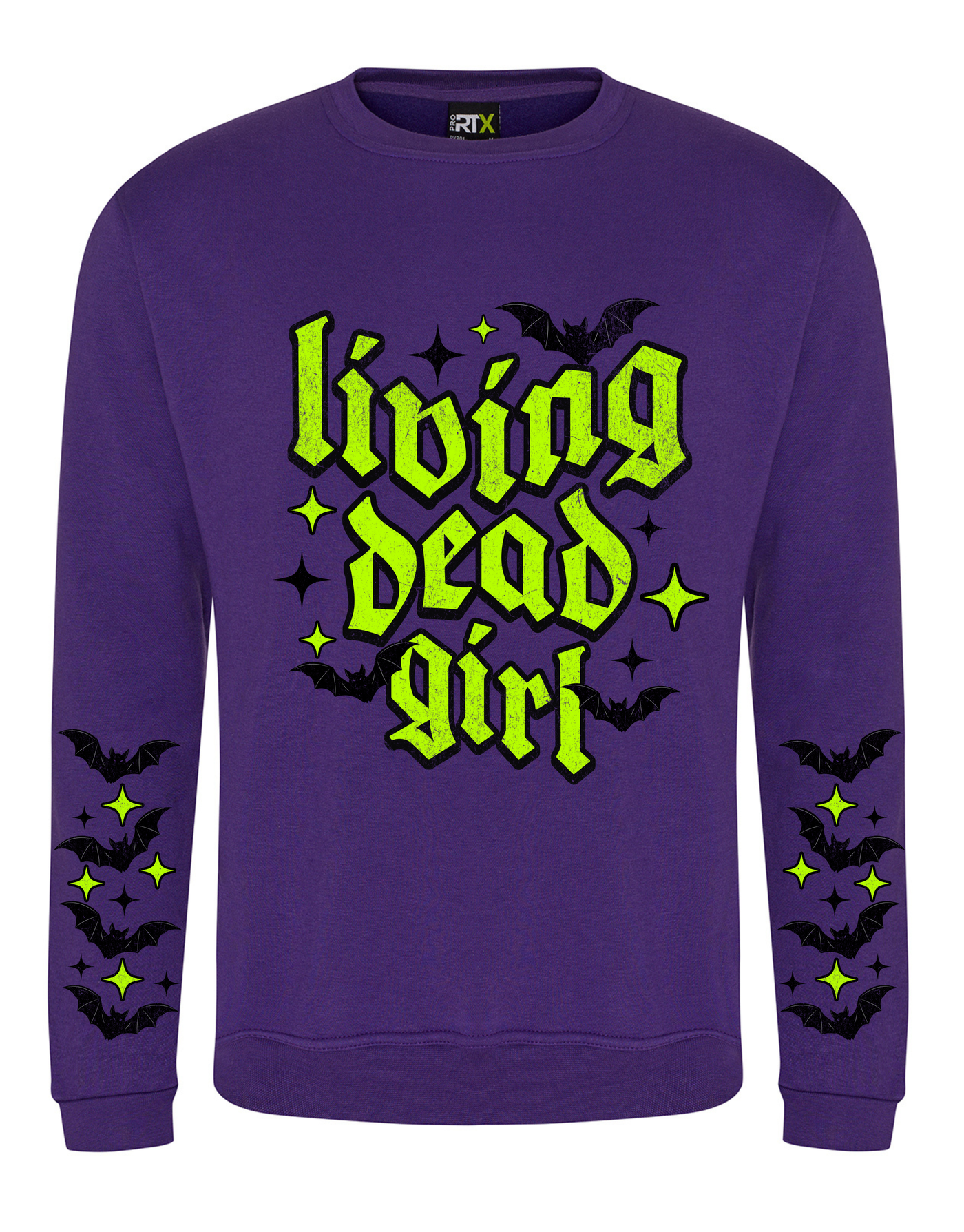 Purple "Living Dead Girl" Unisex Sleeve Print Sweatshirt