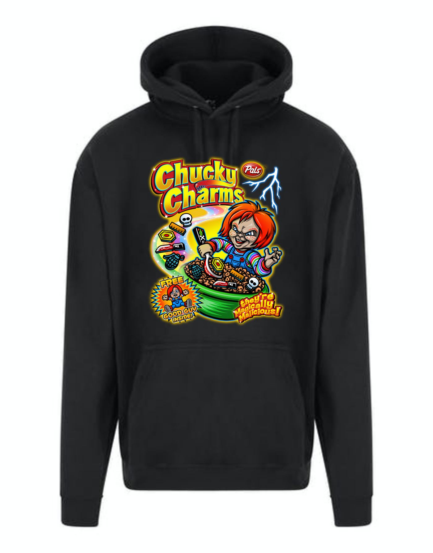 Black "Chucky Charms" Longline Unisex Hoodie