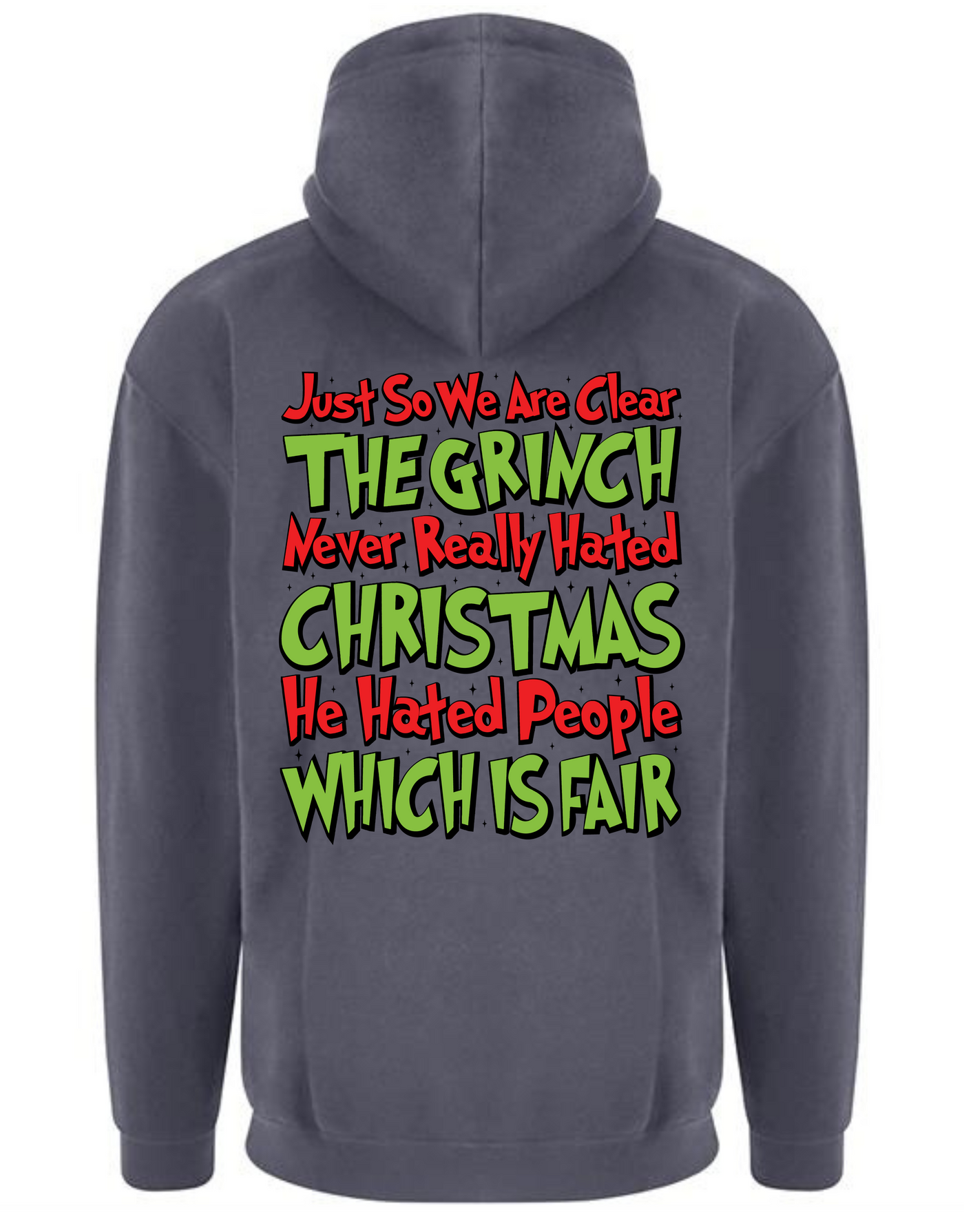 Slate "Never Hated Christmas" Front & Back Printed Longline Hoodie