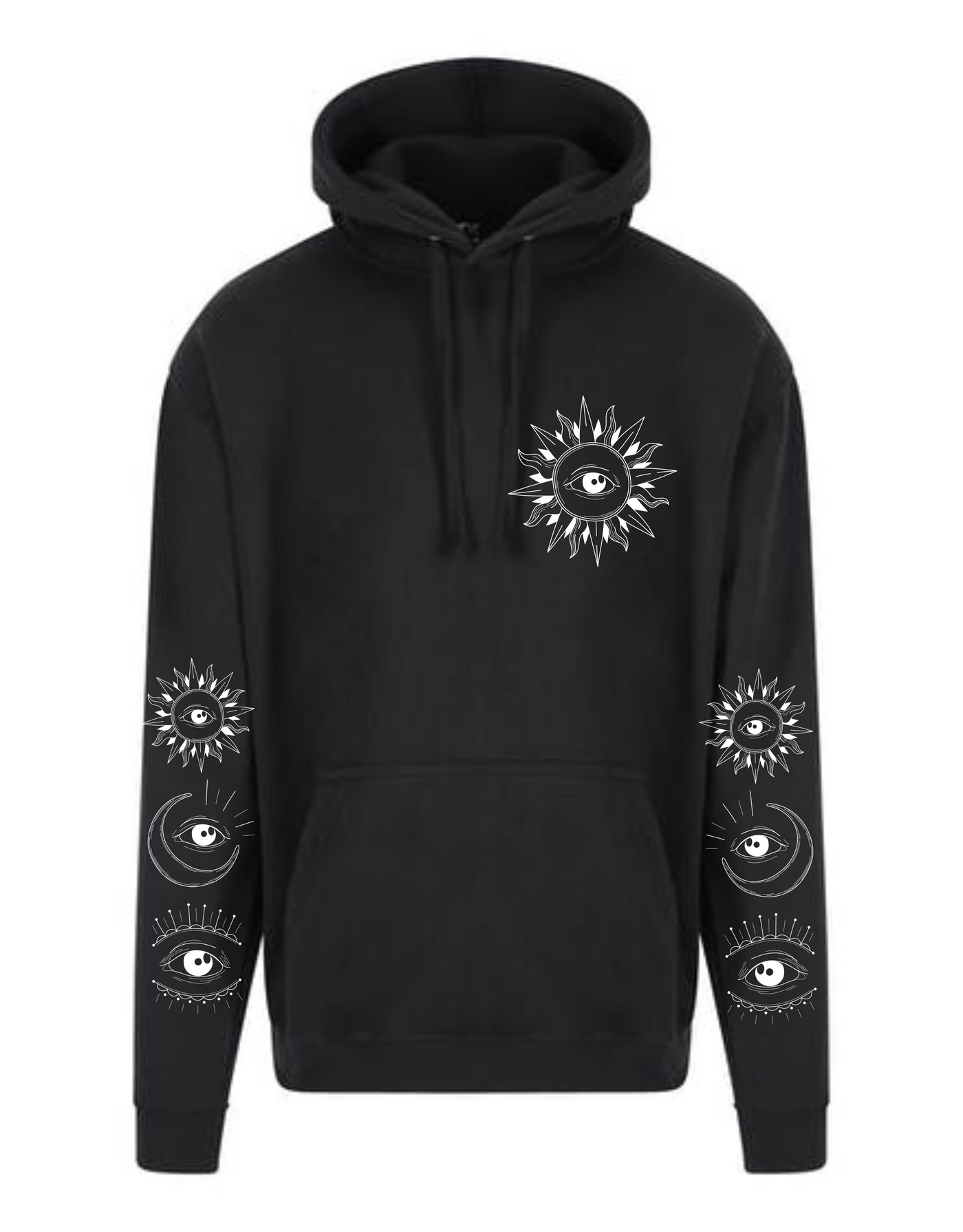 Sleeve Print "Celestial Trio" Longline Unisex Hoodie