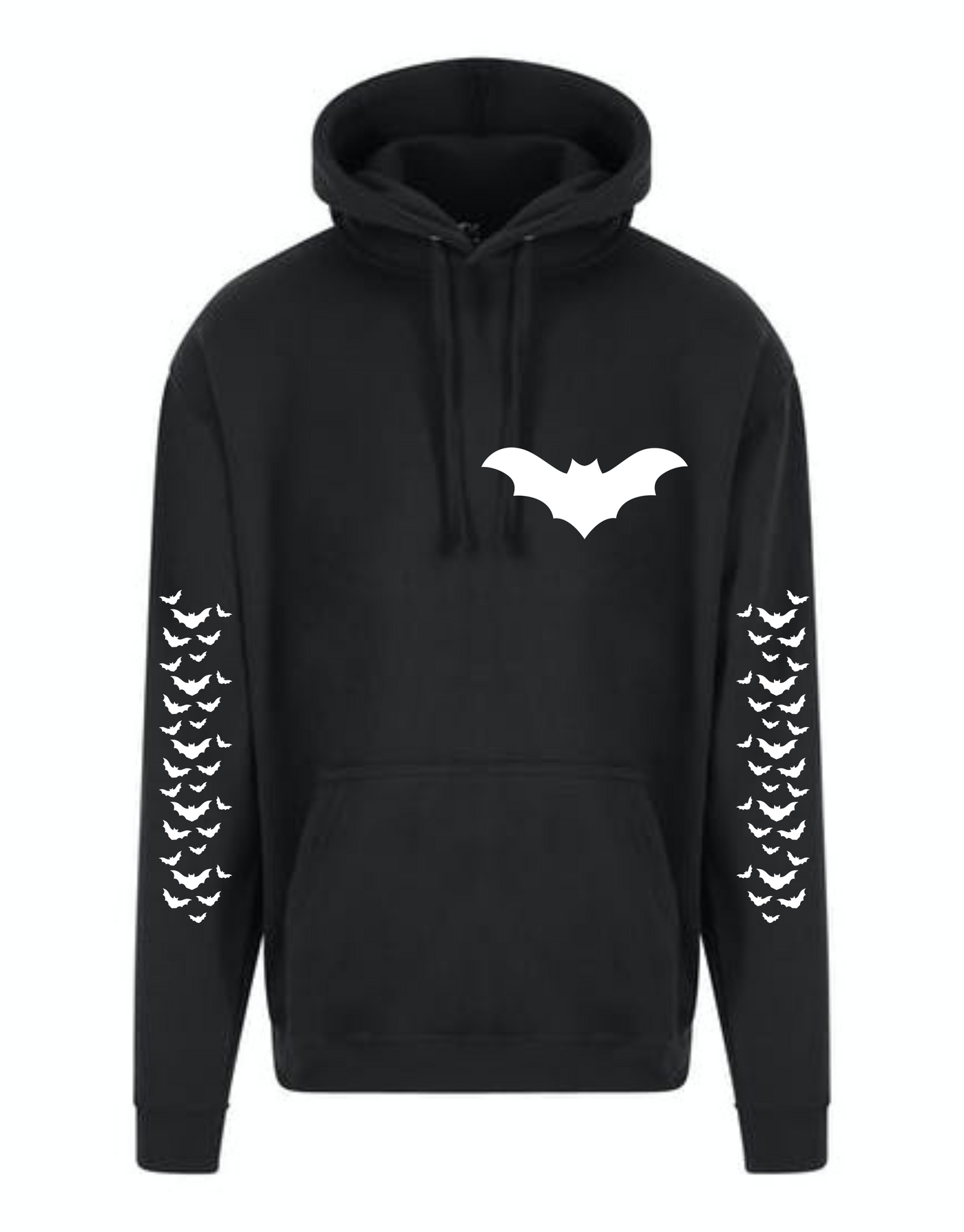 Black Bat Sleeve Print Longline Unisex Hoodie