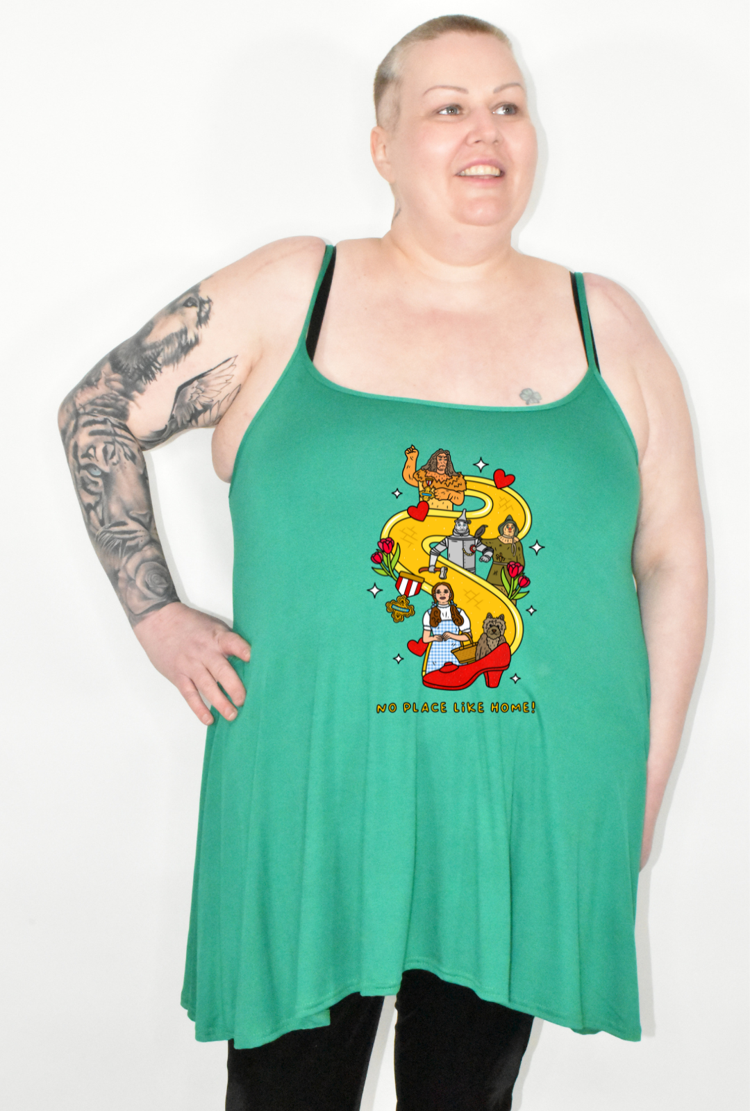 Green "No Place Like Home" Printed Longline Camisole