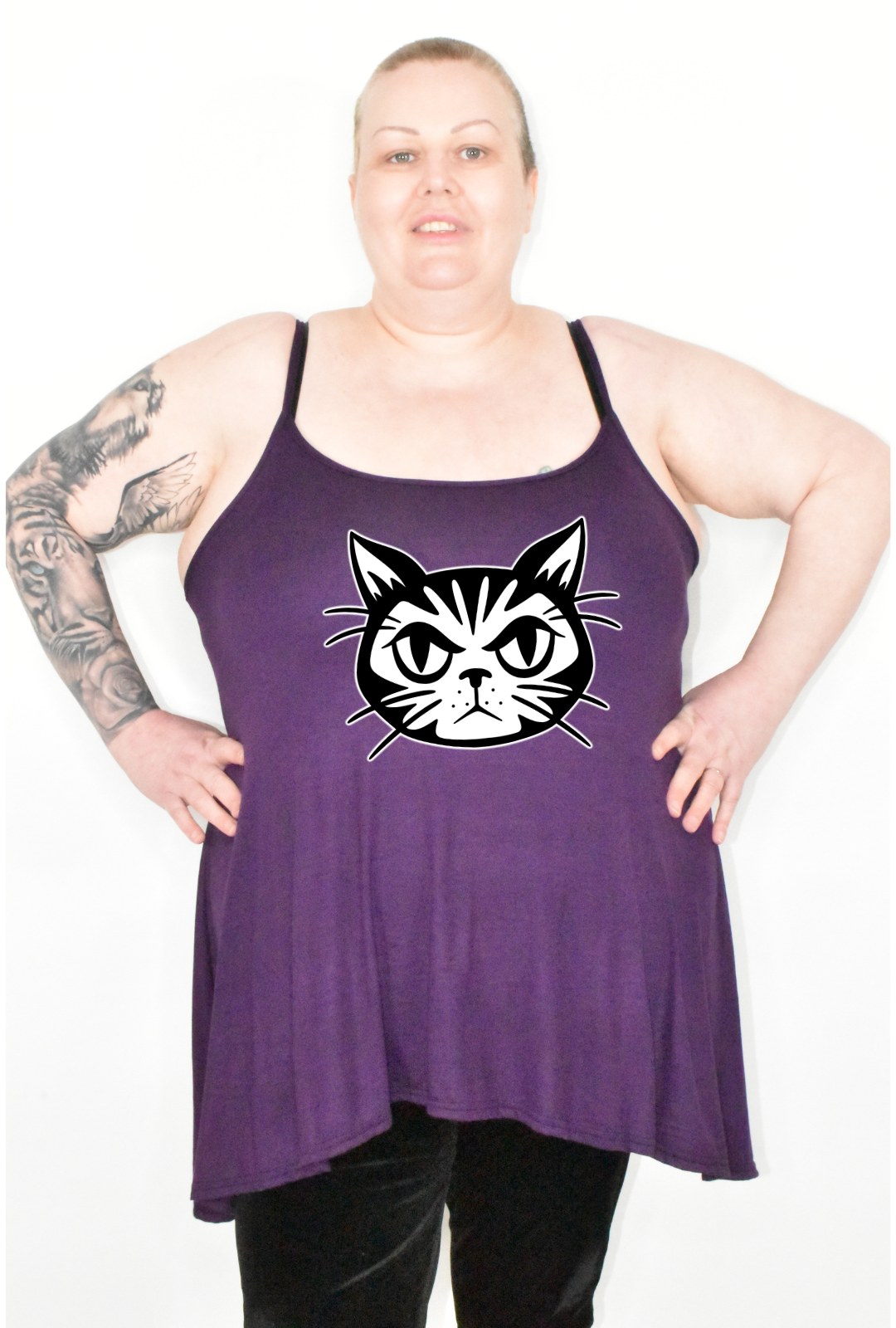 Purple Moody Mog Printed Longline Camisole