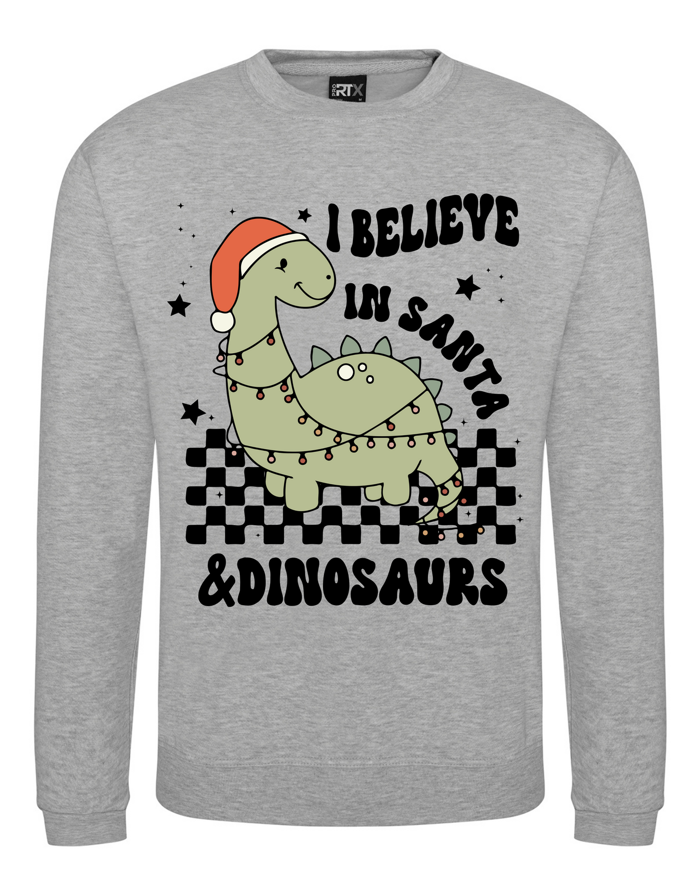 Light Grey "Santa & Dinosaurs" Unisex Sweatshirt